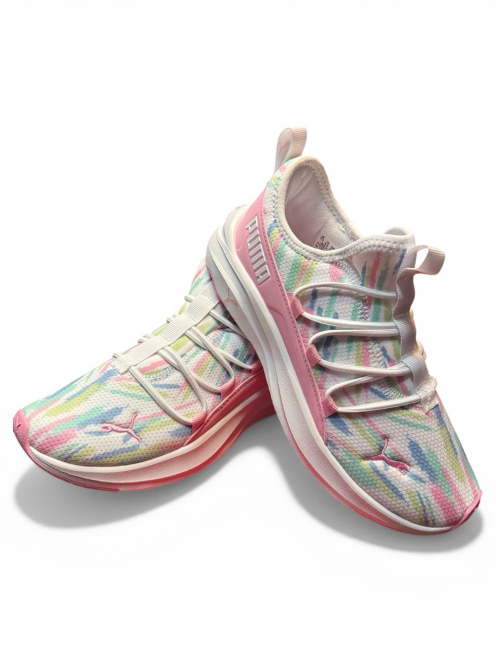 PUMA Big Kids  Pastel Multicolor Knit Sneakers — Pink Accents